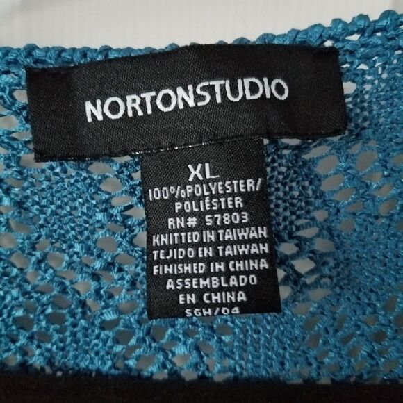 Norton Studio Cardigan Sweater Green Open Front Women’s Size XL Long Sleeve - Picture 3 of 3